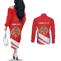 Poland-Lithuania Personalized Couples Matching Off The Shoulder Long Sleeve Dress and Long Sleeve Button Shirt Heraldic Eagle and Vytis Historical