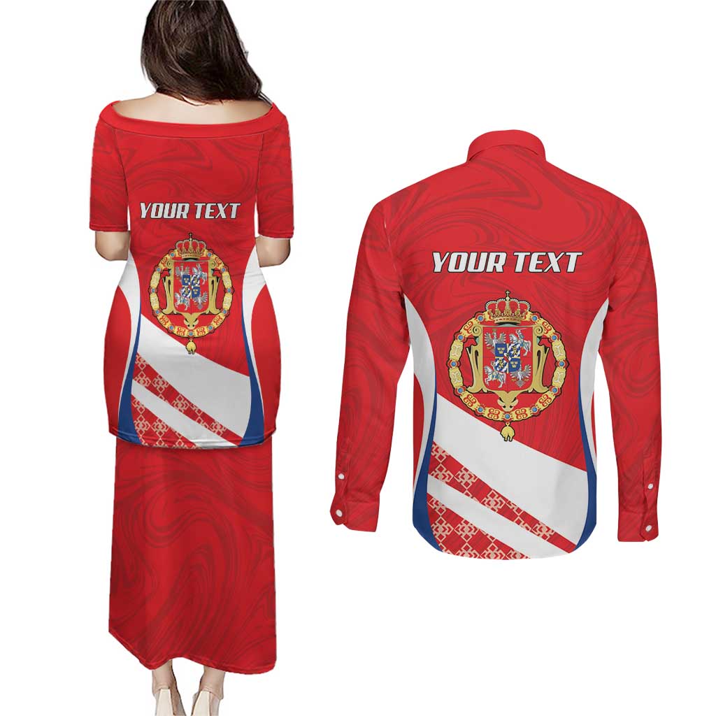 Poland-Lithuania Personalized Couples Matching Puletasi and Long Sleeve Button Shirt Heraldic Eagle and Vytis Historical