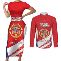 Poland-Lithuania Personalized Couples Matching Short Sleeve Bodycon Dress and Long Sleeve Button Shirt Heraldic Eagle and Vytis Historical
