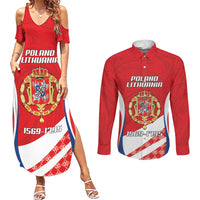 Poland-Lithuania Personalized Couples Matching Summer Maxi Dress and Long Sleeve Button Shirt Heraldic Eagle and Vytis Historical