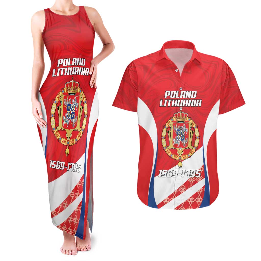 Poland-Lithuania Personalized Couples Matching Tank Maxi Dress and Hawaiian Shirt Heraldic Eagle and Vytis Historical
