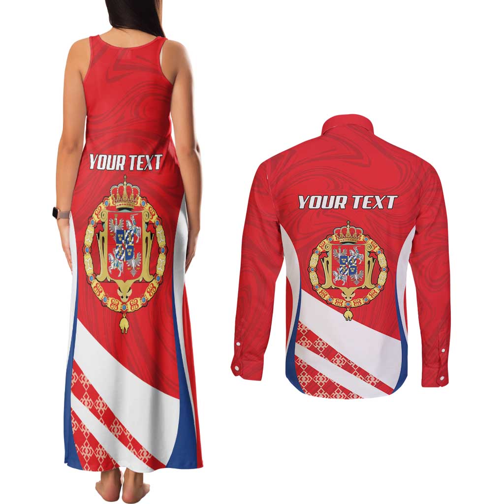 Poland-Lithuania Personalized Couples Matching Tank Maxi Dress and Long Sleeve Button Shirt Heraldic Eagle and Vytis Historical
