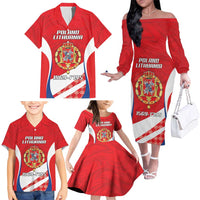 Poland-Lithuania Personalized Family Matching Off The Shoulder Long Sleeve Dress and Hawaiian Shirt Heraldic Eagle and Vytis Historical