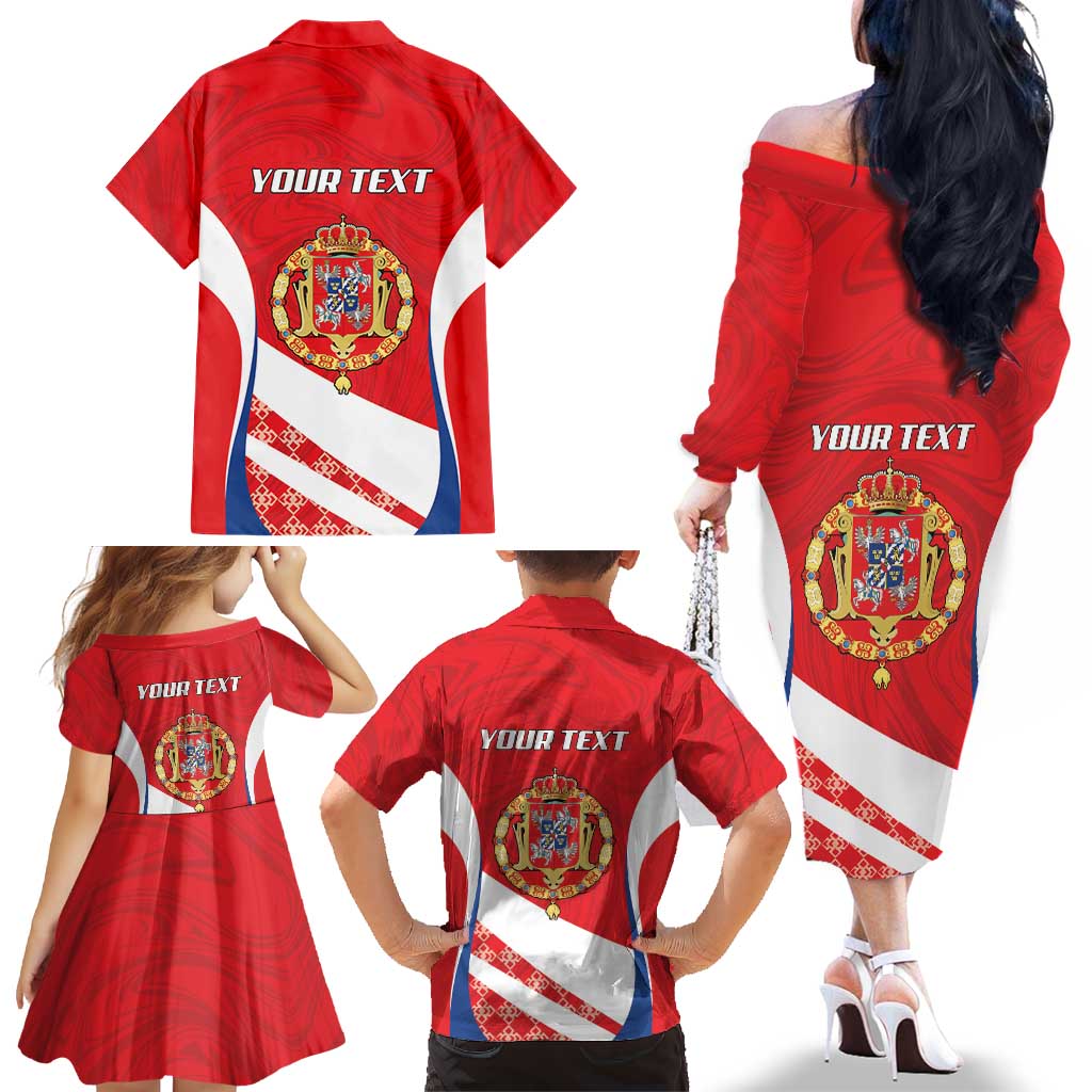 Poland-Lithuania Personalized Family Matching Off The Shoulder Long Sleeve Dress and Hawaiian Shirt Heraldic Eagle and Vytis Historical