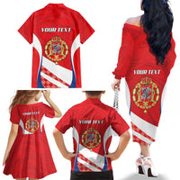 Poland-Lithuania Personalized Family Matching Off The Shoulder Long Sleeve Dress and Hawaiian Shirt Heraldic Eagle and Vytis Historical