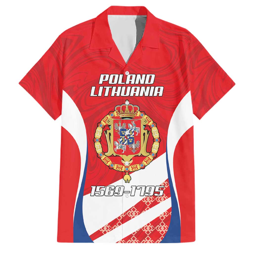 Poland-Lithuania Personalized Family Matching Off The Shoulder Long Sleeve Dress and Hawaiian Shirt Heraldic Eagle and Vytis Historical
