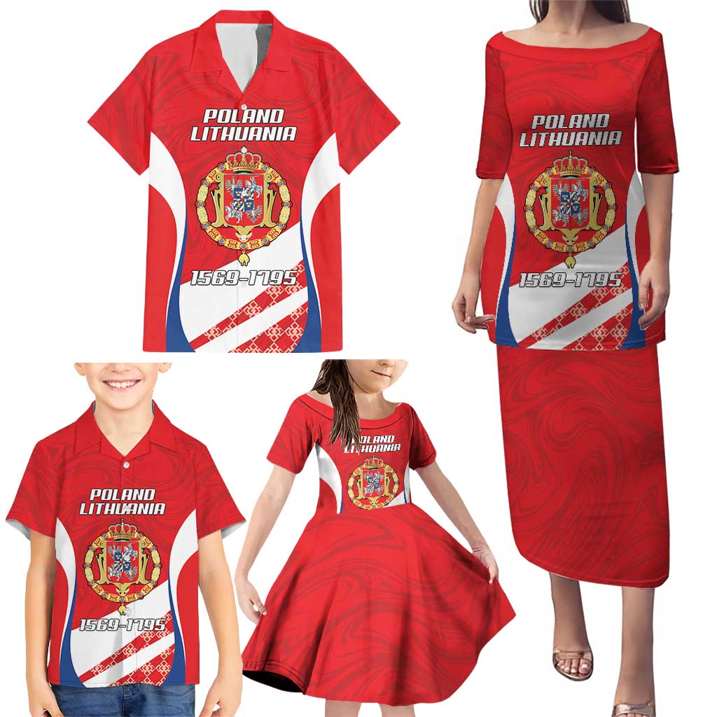 Poland-Lithuania Personalized Family Matching Puletasi and Hawaiian Shirt Heraldic Eagle and Vytis Historical