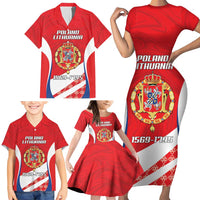Poland-Lithuania Personalized Family Matching Short Sleeve Bodycon Dress and Hawaiian Shirt Heraldic Eagle and Vytis Historical