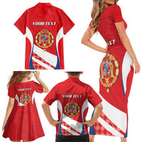 Poland-Lithuania Personalized Family Matching Short Sleeve Bodycon Dress and Hawaiian Shirt Heraldic Eagle and Vytis Historical