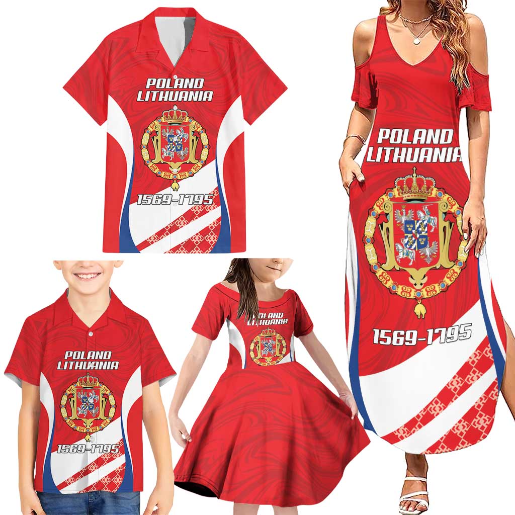 Poland-Lithuania Personalized Family Matching Summer Maxi Dress and Hawaiian Shirt Heraldic Eagle and Vytis Historical