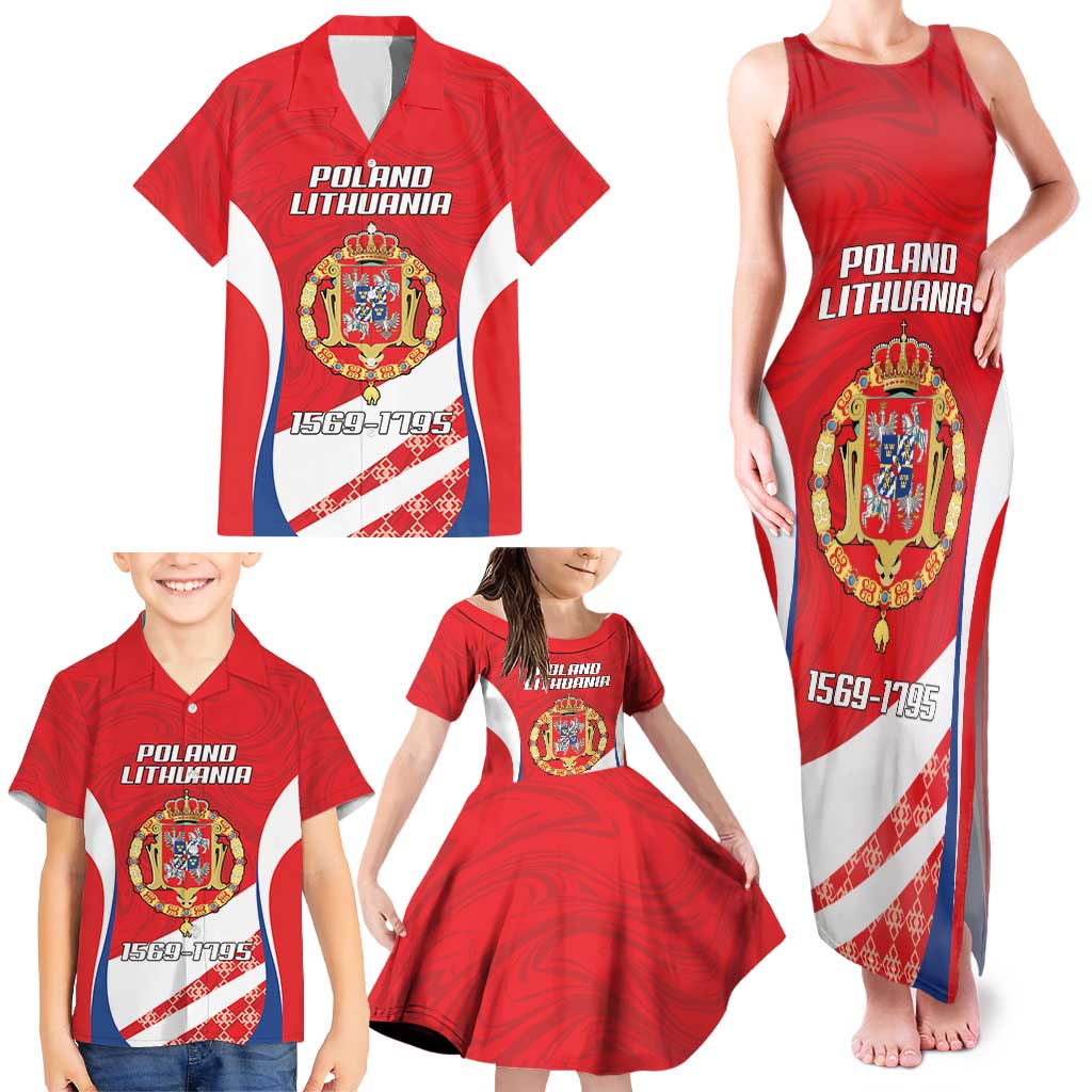 Poland-Lithuania Personalized Family Matching Tank Maxi Dress and Hawaiian Shirt Heraldic Eagle and Vytis Historical