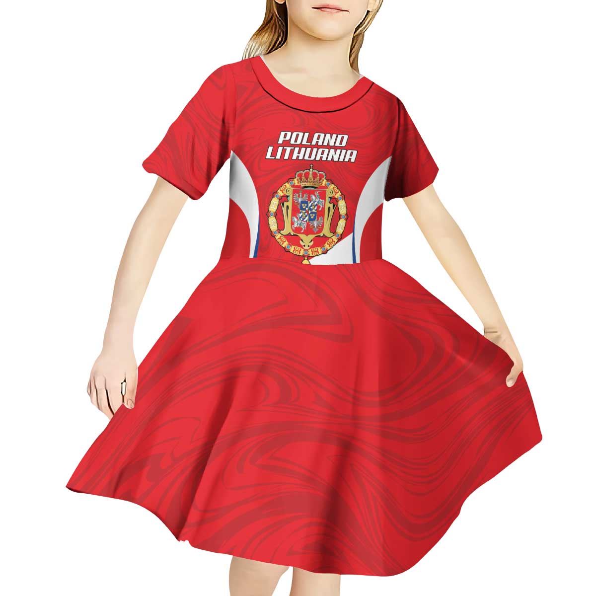 Poland-Lithuania Personalized Kid Short Sleeve Dress Heraldic Eagle and Vytis Historical