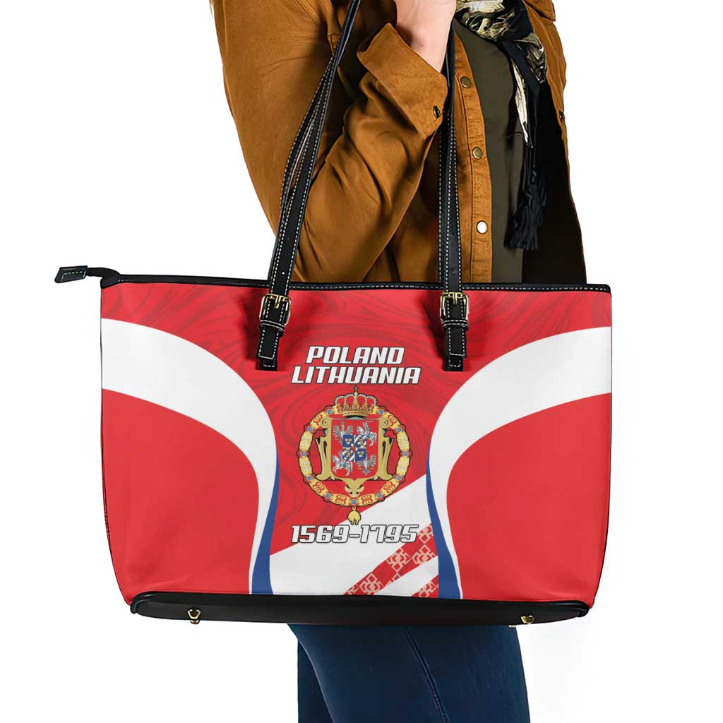 Poland-Lithuania Leather Tote Bag Heraldic Eagle and Vytis Historical