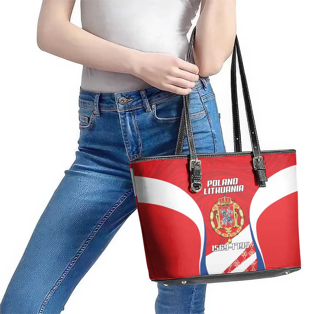 Poland-Lithuania Leather Tote Bag Heraldic Eagle and Vytis Historical