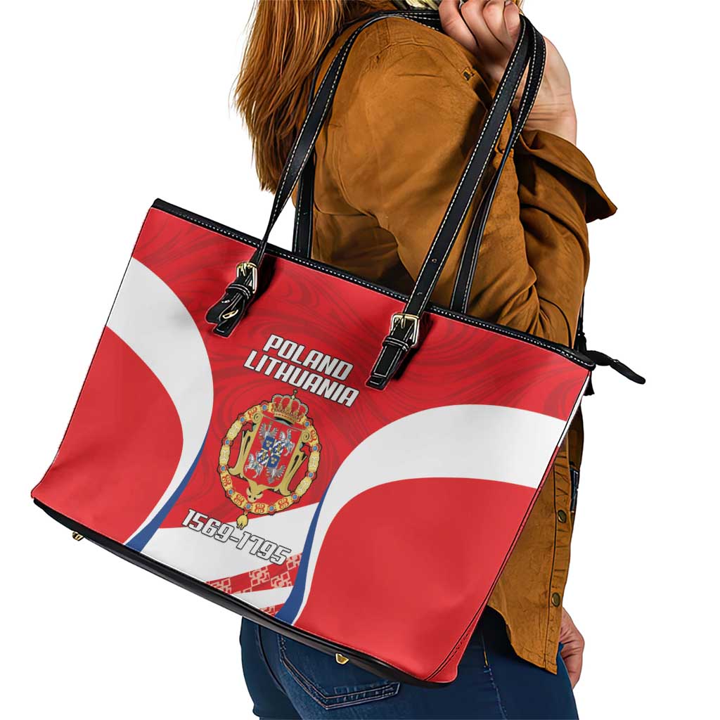 Poland-Lithuania Leather Tote Bag Heraldic Eagle and Vytis Historical