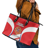 Poland-Lithuania Leather Tote Bag Heraldic Eagle and Vytis Historical