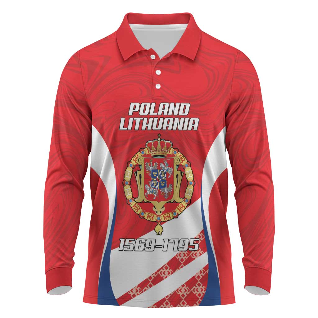 Poland-Lithuania Personalized Long Sleeve Polo Shirt Heraldic Eagle and Vytis Historical
