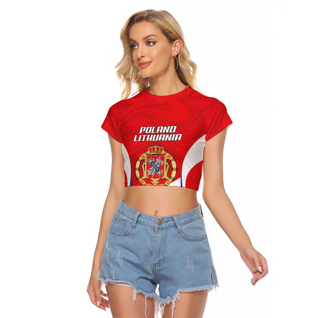 Poland-Lithuania Personalized Raglan Cropped T Shirt Heraldic Eagle and Vytis Historical
