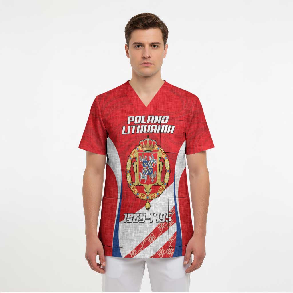 Poland-Lithuania Personalized Scrub Top Heraldic Eagle and Vytis Historical