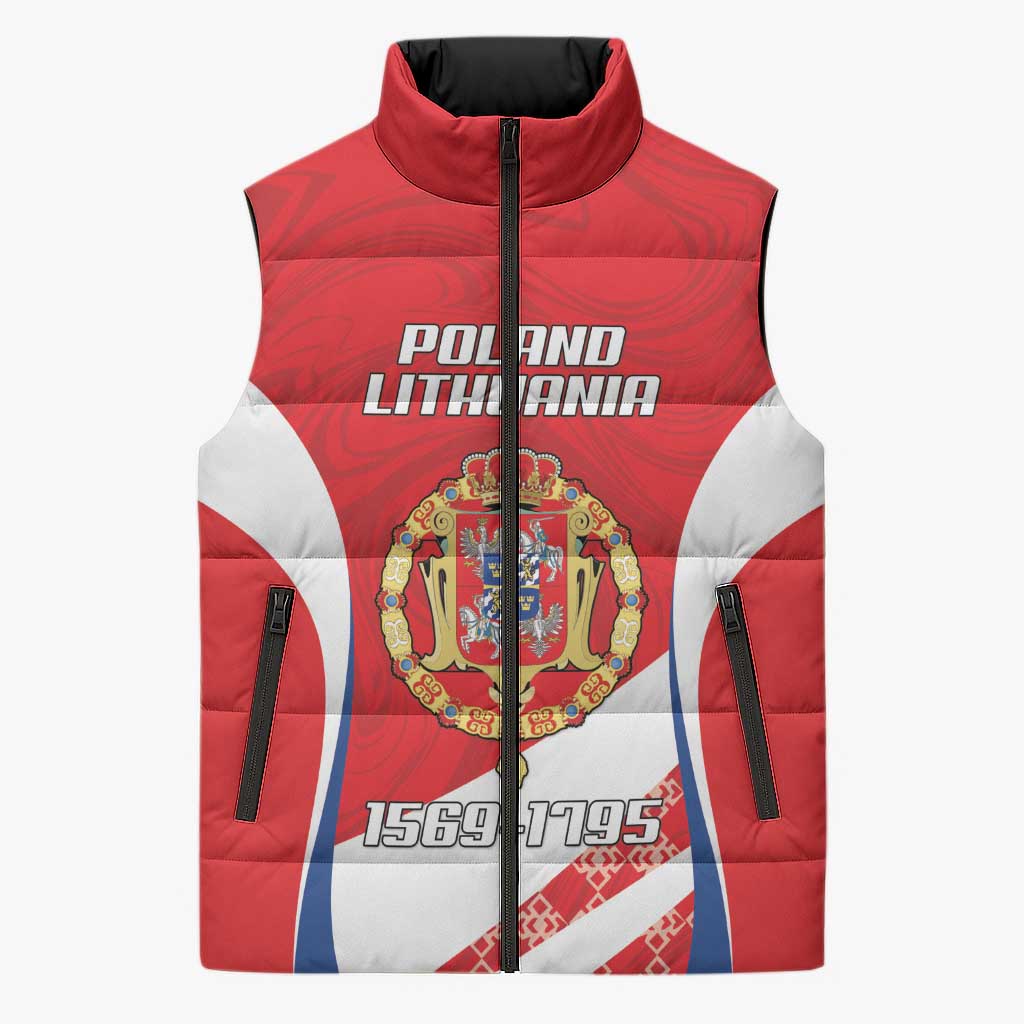 Poland-Lithuania Personalized Sleeveless Puffer Jacket Heraldic Eagle and Vytis Historical