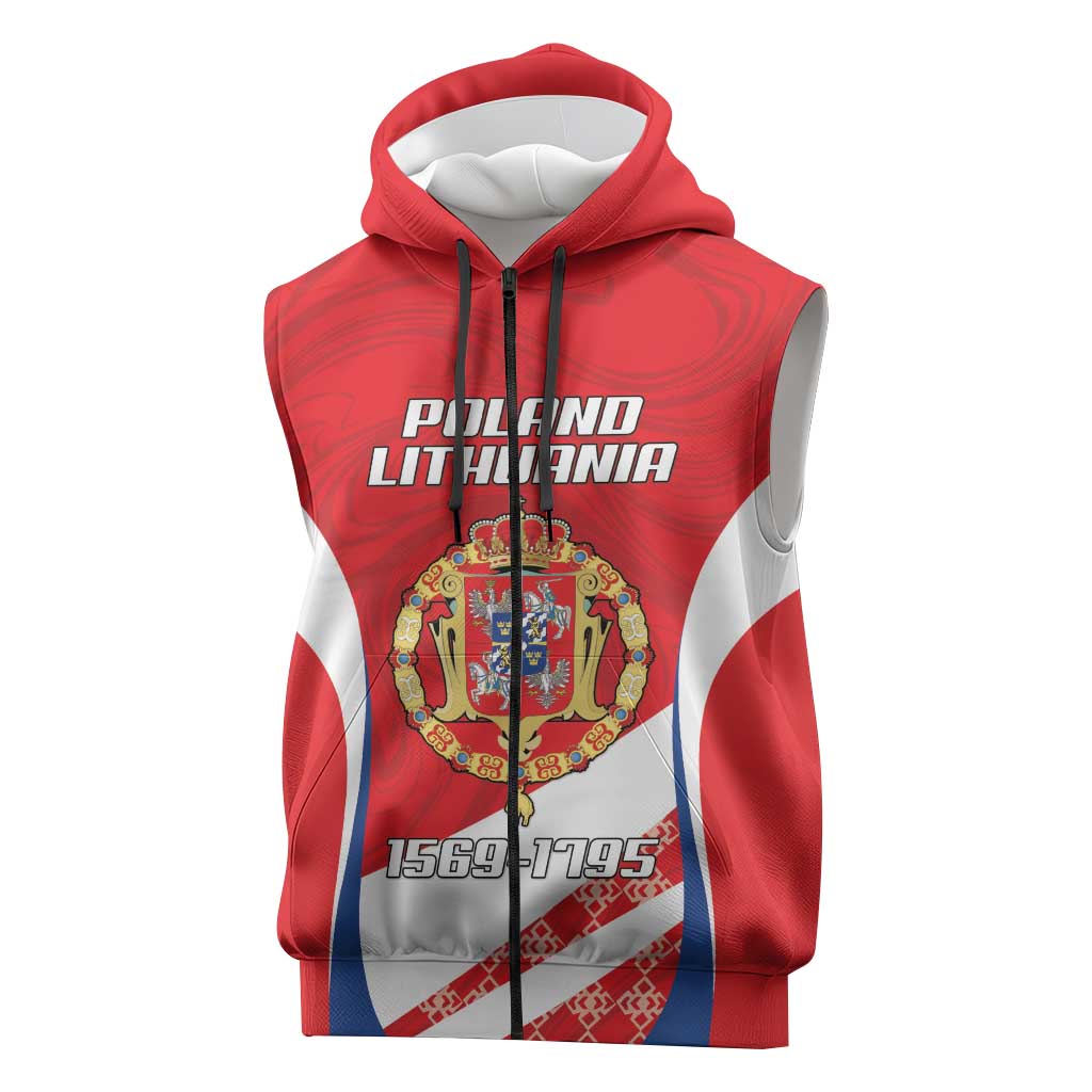 Poland-Lithuania Personalized Sleeveless Zip Hoodie Heraldic Eagle and Vytis Historical