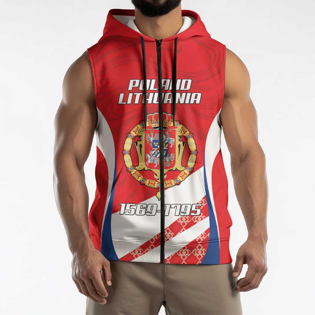 Poland-Lithuania Personalized Sleeveless Zip Hoodie Heraldic Eagle and Vytis Historical