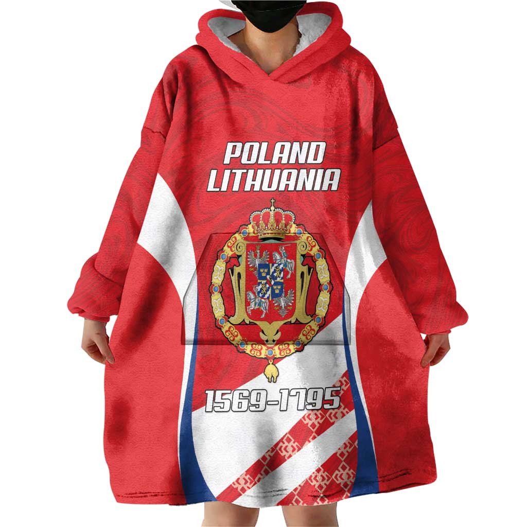 Poland-Lithuania Personalized Wearable Blanket Hoodie Heraldic Eagle and Vytis Historical
