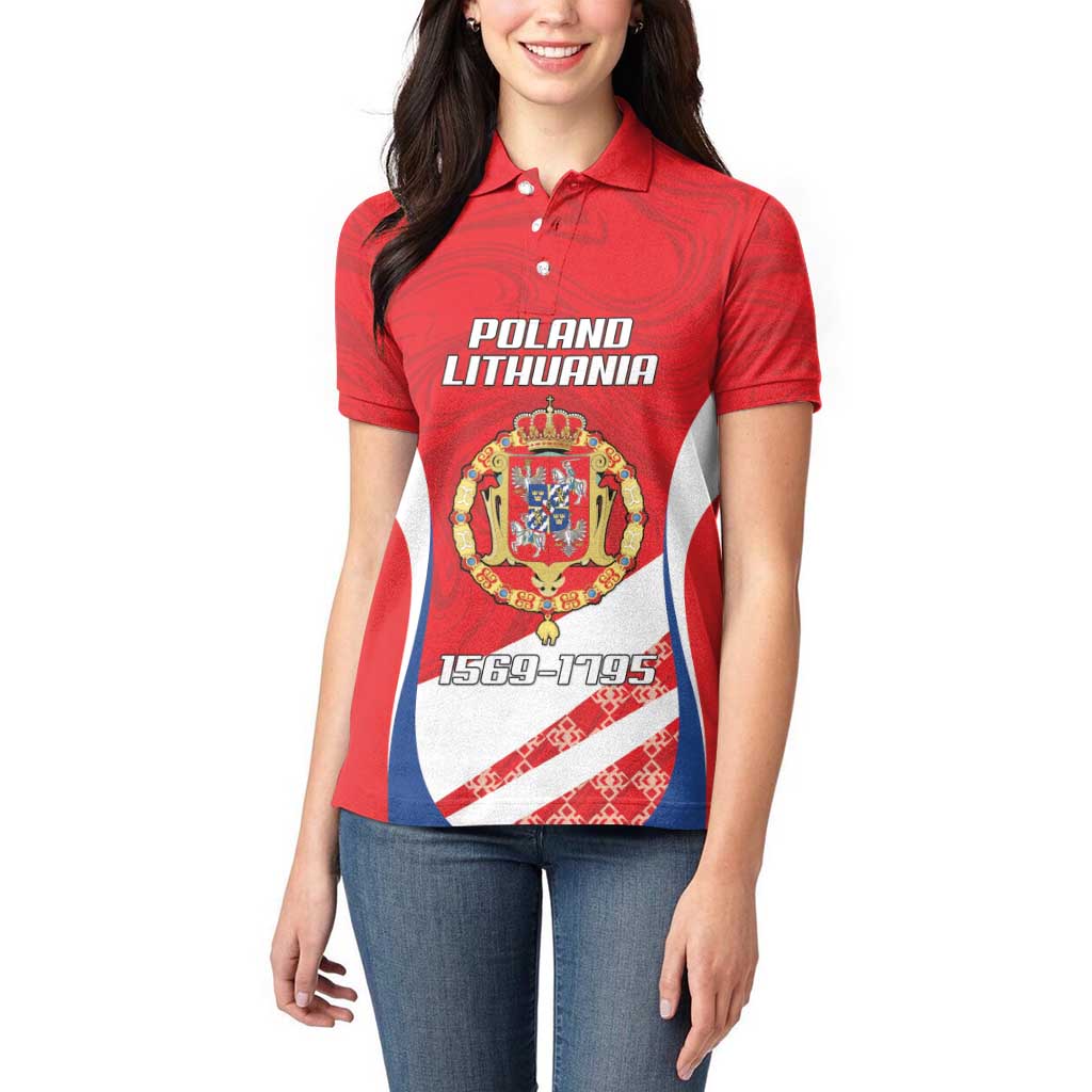 Poland-Lithuania Personalized Women Polo Shirt Heraldic Eagle and Vytis Historical