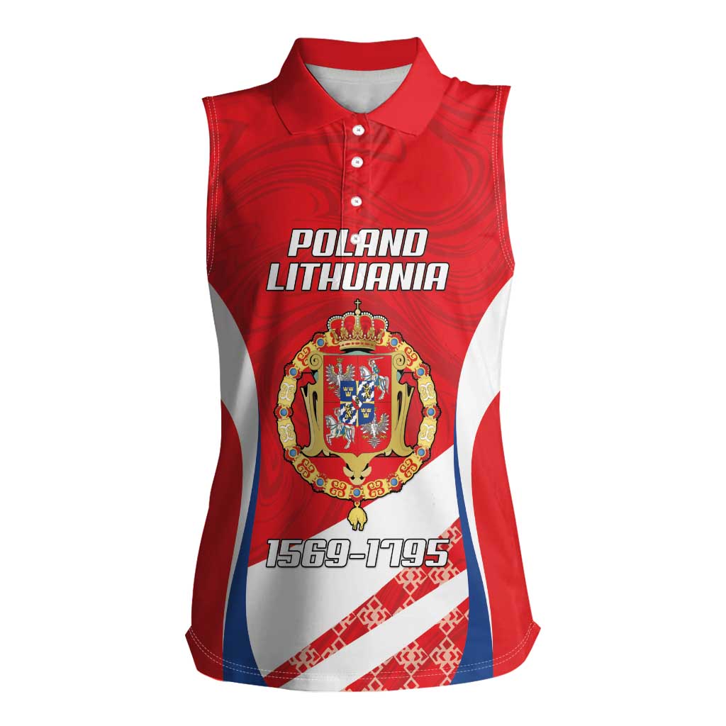 Poland-Lithuania Personalized Women Sleeveless Polo Shirt Heraldic Eagle and Vytis Historical