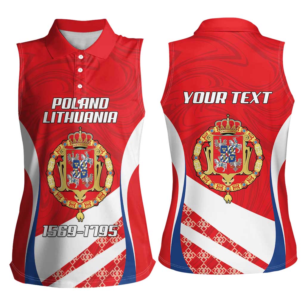 Poland-Lithuania Personalized Women Sleeveless Polo Shirt Heraldic Eagle and Vytis Historical