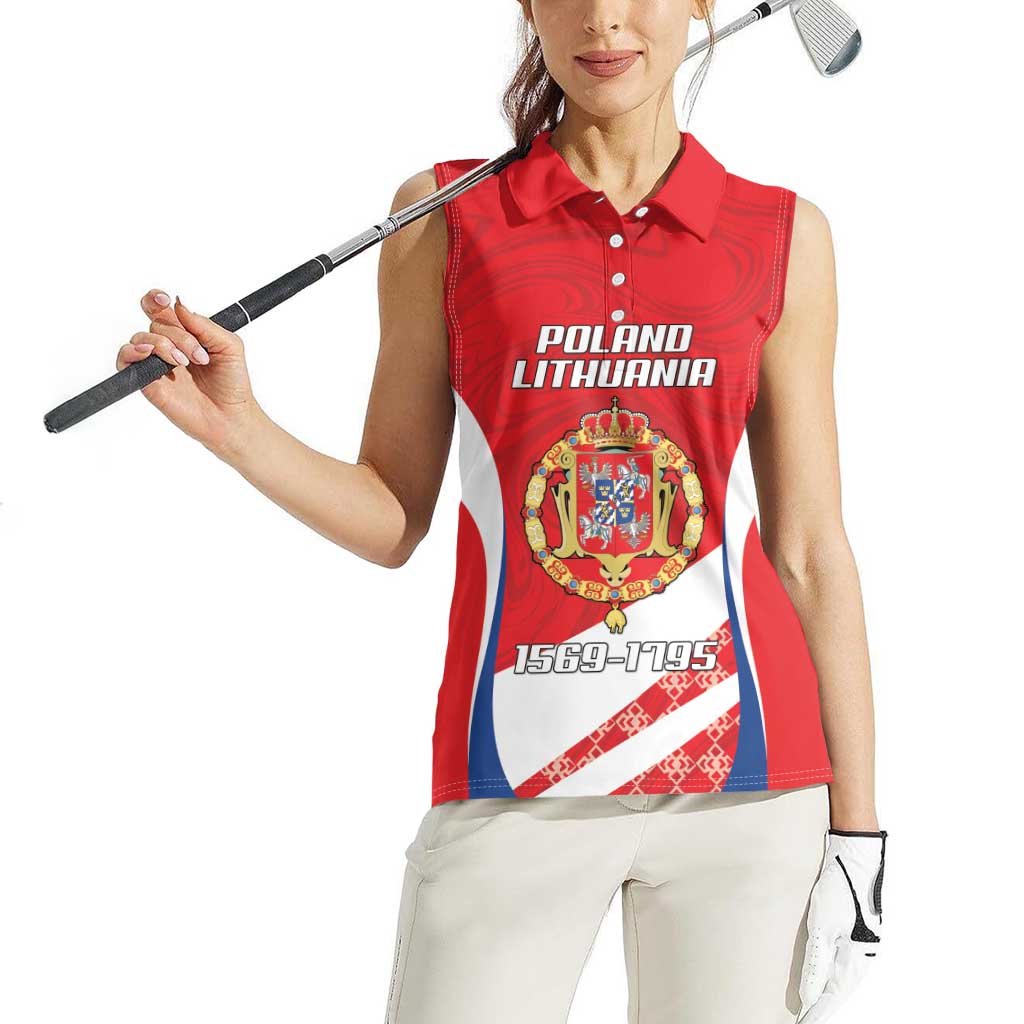 Poland-Lithuania Personalized Women Sleeveless Polo Shirt Heraldic Eagle and Vytis Historical