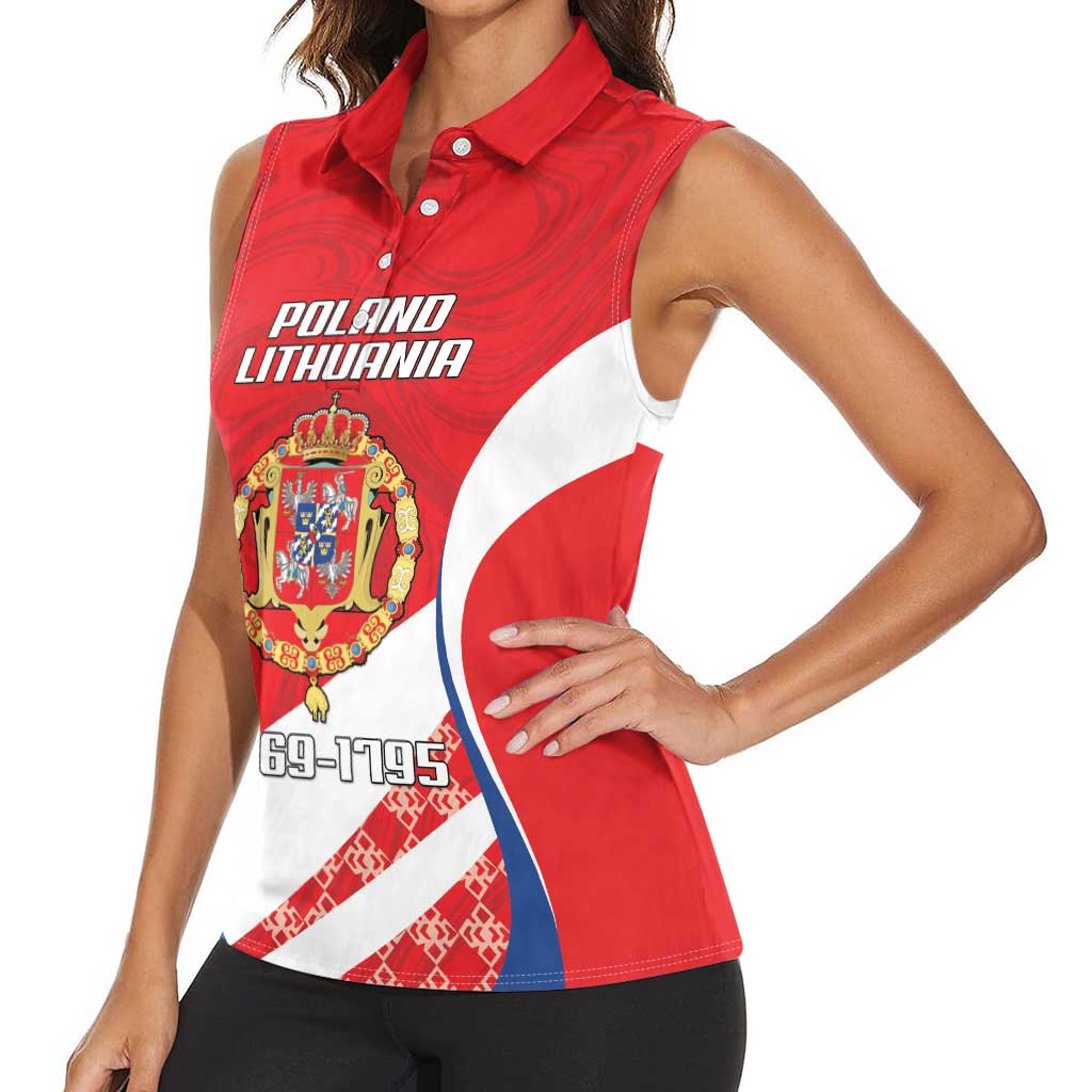 Poland-Lithuania Personalized Women Sleeveless Polo Shirt Heraldic Eagle and Vytis Historical