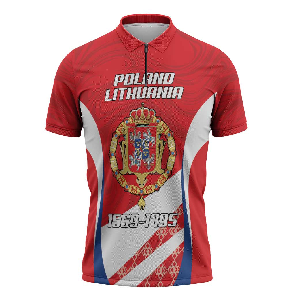 Poland-Lithuania Personalized Zipper Polo Shirt Heraldic Eagle and Vytis Historical