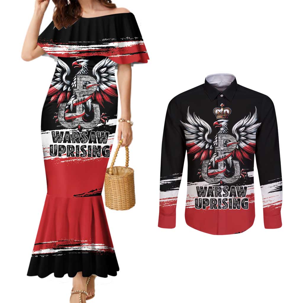 Warsaw Uprising 1944 Couples Matching Mermaid Dress and Long Sleeve Button Shirt Polska Walczy Kotwica