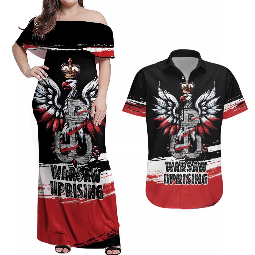 Warsaw Uprising 1944 Couples Matching Off Shoulder Maxi Dress and Hawaiian Shirt Polska Walczy Kotwica