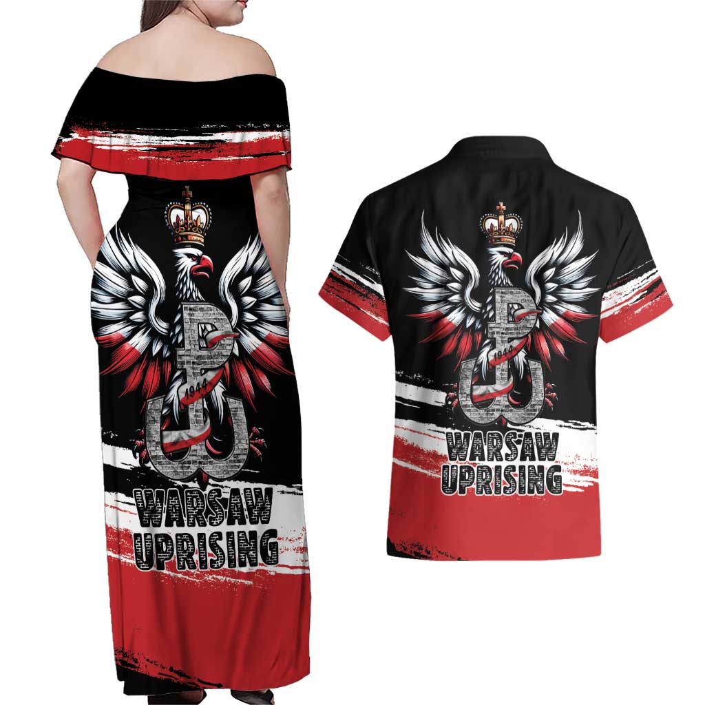 Warsaw Uprising 1944 Couples Matching Off Shoulder Maxi Dress and Hawaiian Shirt Polska Walczy Kotwica