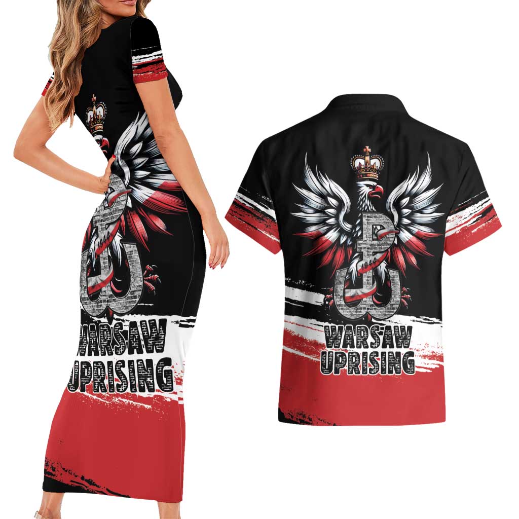 Warsaw Uprising 1944 Couples Matching Short Sleeve Bodycon Dress and Hawaiian Shirt Polska Walczy Kotwica
