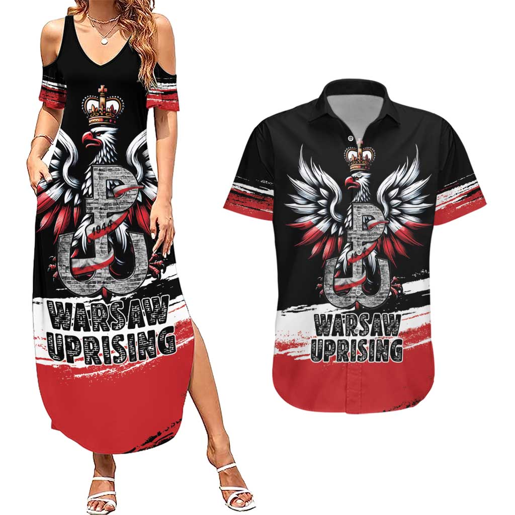 Warsaw Uprising 1944 Couples Matching Summer Maxi Dress and Hawaiian Shirt Polska Walczy Kotwica