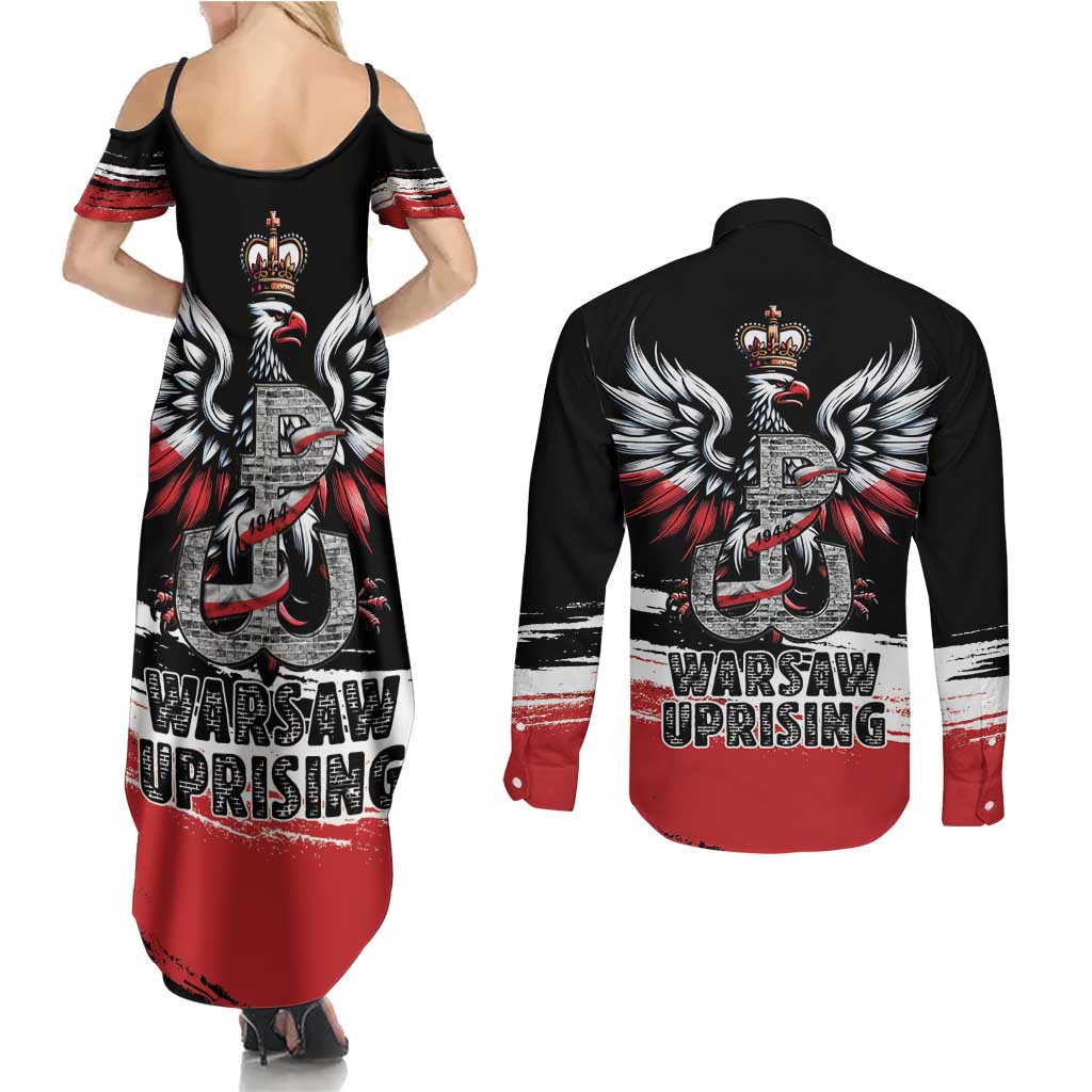 Warsaw Uprising 1944 Couples Matching Summer Maxi Dress and Long Sleeve Button Shirt Polska Walczy Kotwica
