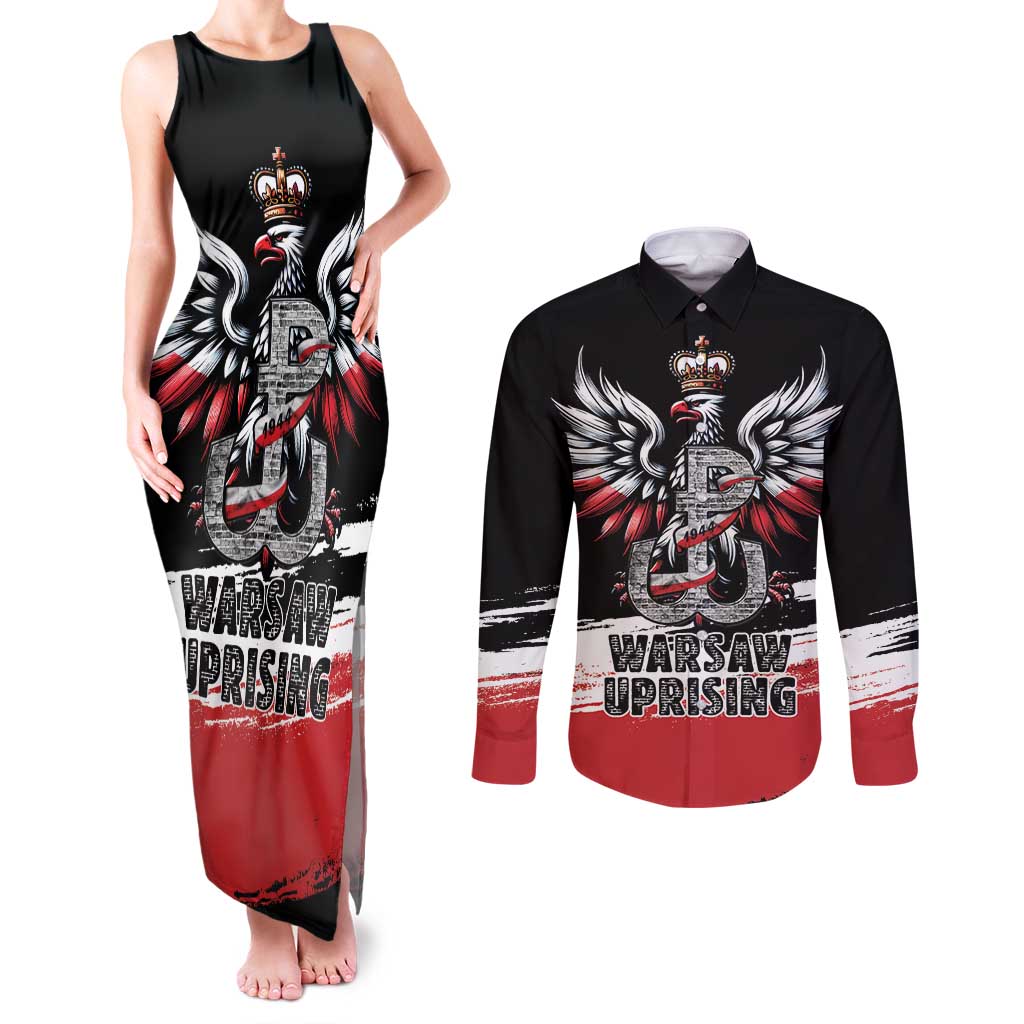 Warsaw Uprising 1944 Couples Matching Tank Maxi Dress and Long Sleeve Button Shirt Polska Walczy Kotwica