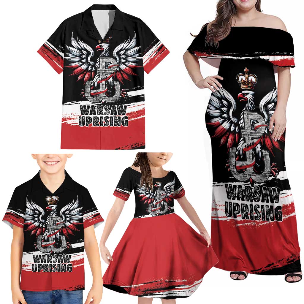 Warsaw Uprising 1944 Family Matching Off Shoulder Maxi Dress and Hawaiian Shirt Polska Walczy Kotwica