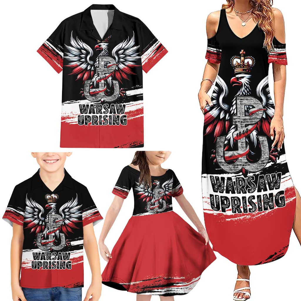 Warsaw Uprising 1944 Family Matching Summer Maxi Dress and Hawaiian Shirt Polska Walczy Kotwica