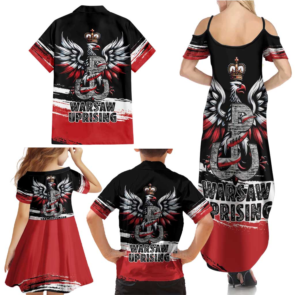 Warsaw Uprising 1944 Family Matching Summer Maxi Dress and Hawaiian Shirt Polska Walczy Kotwica