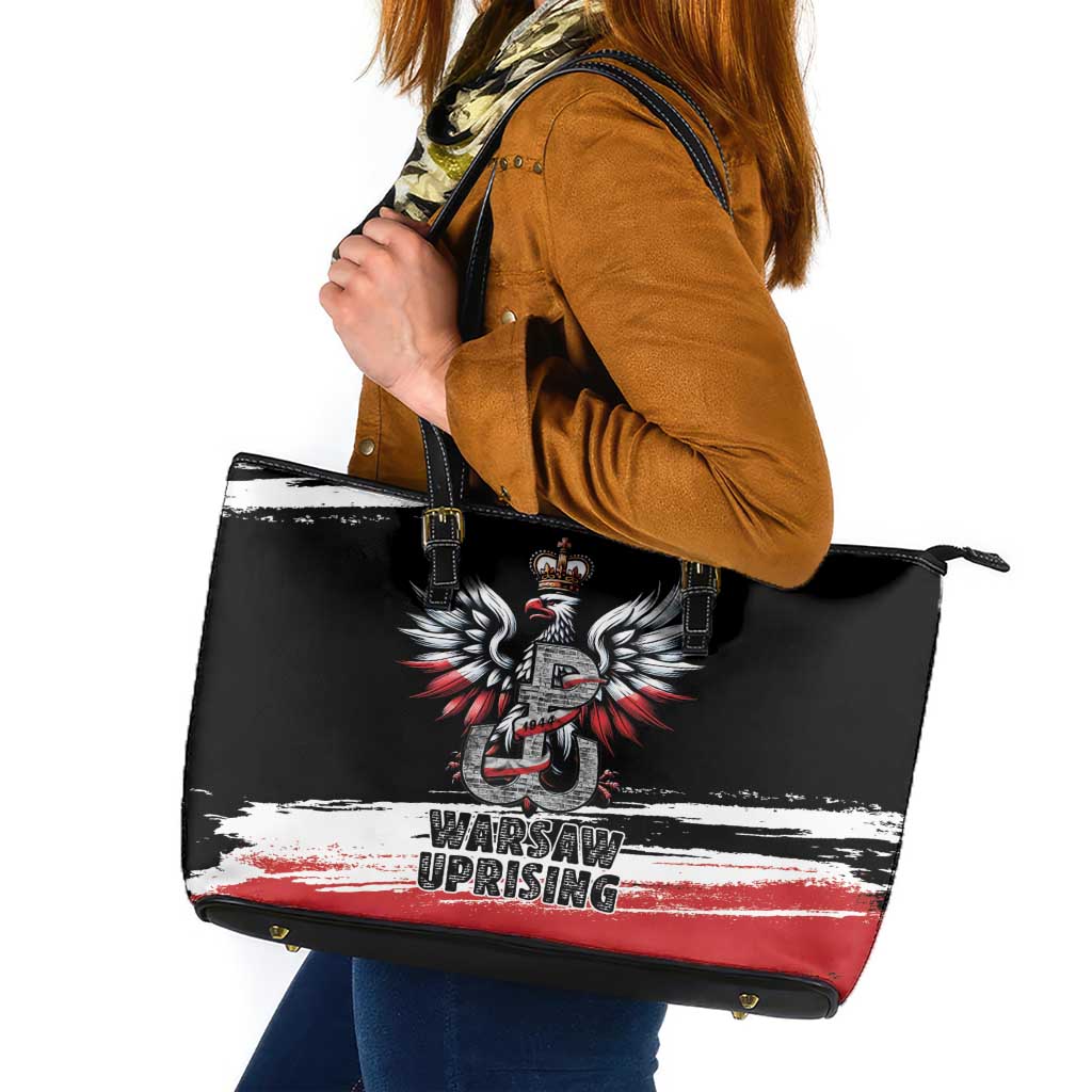 Warsaw Uprising 1944 Leather Tote Bag Polska Walczy Kotwica