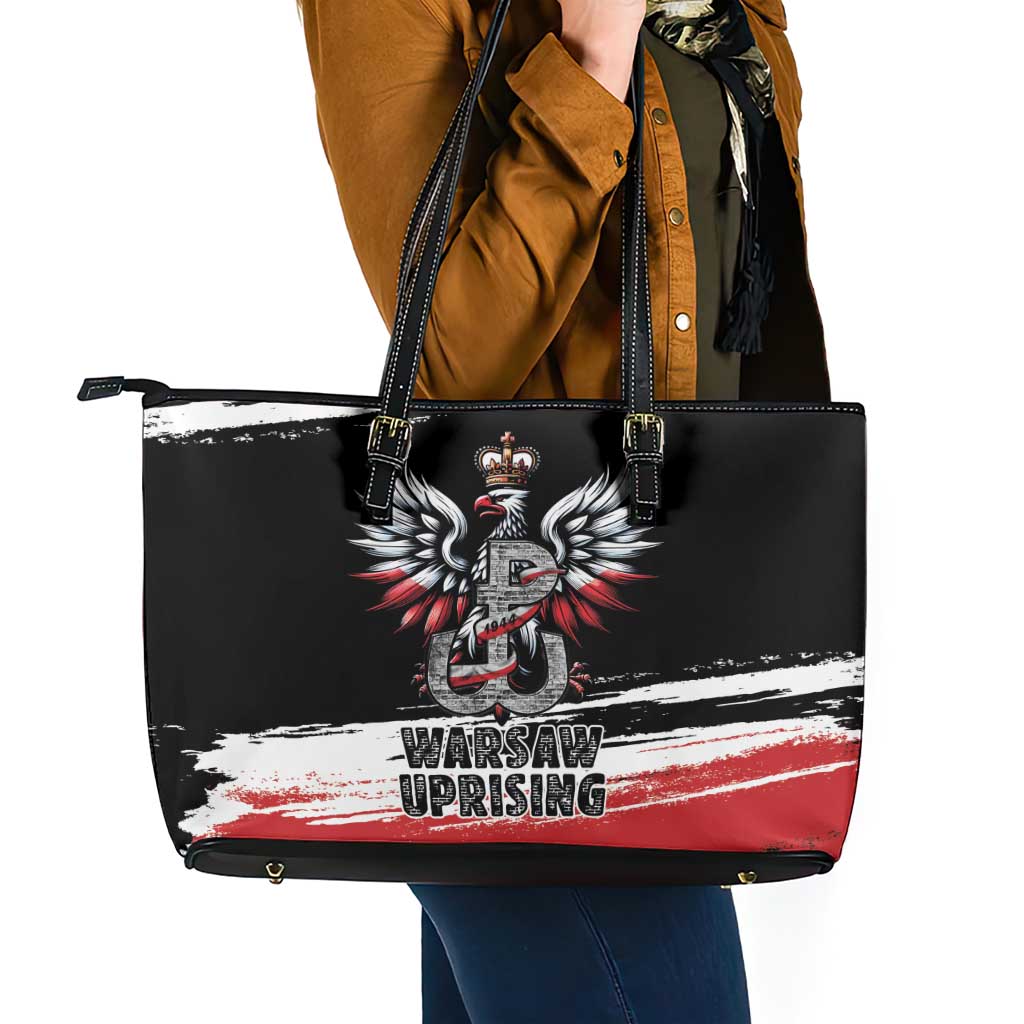 Warsaw Uprising 1944 Leather Tote Bag Polska Walczy Kotwica
