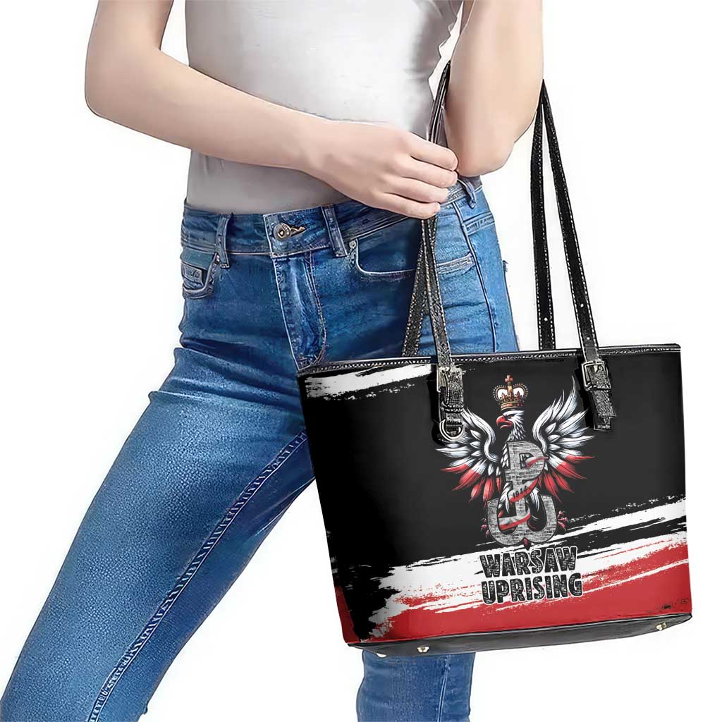 Warsaw Uprising 1944 Leather Tote Bag Polska Walczy Kotwica