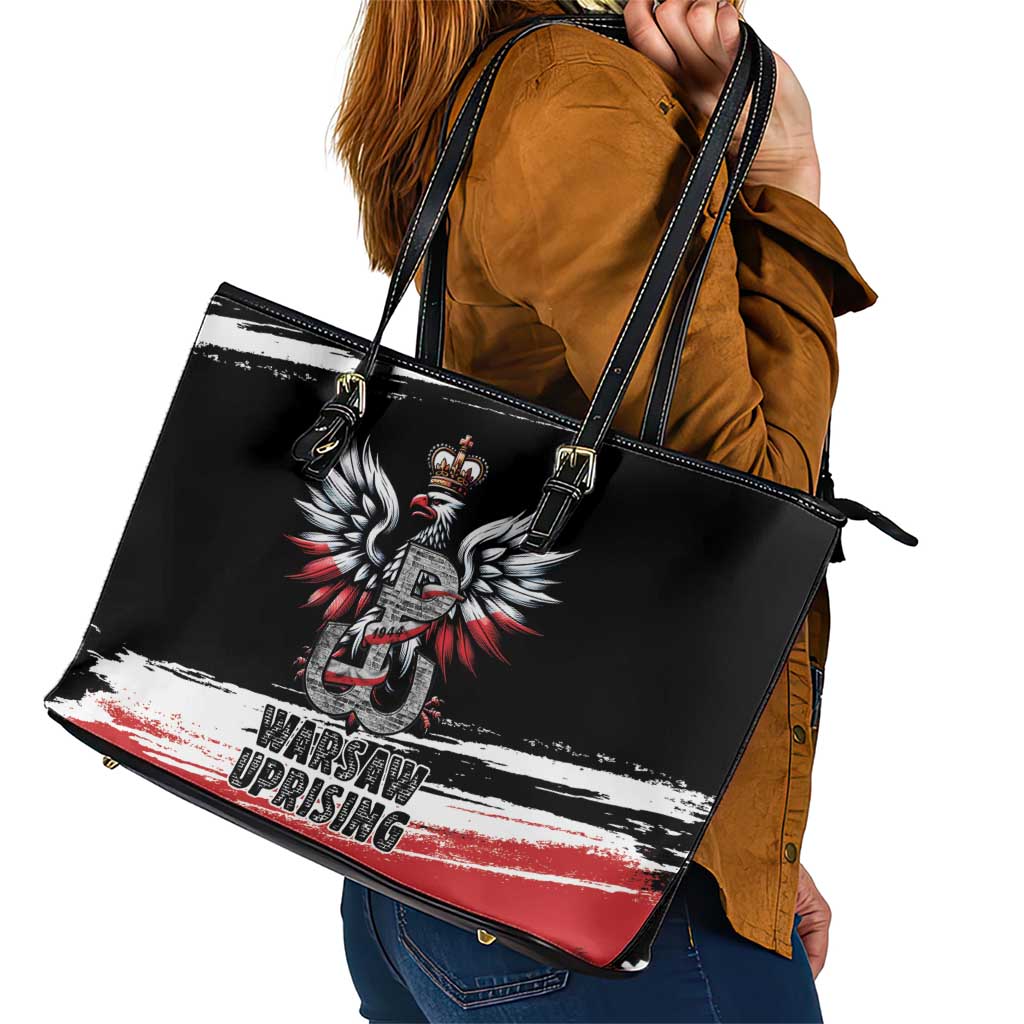 Warsaw Uprising 1944 Leather Tote Bag Polska Walczy Kotwica