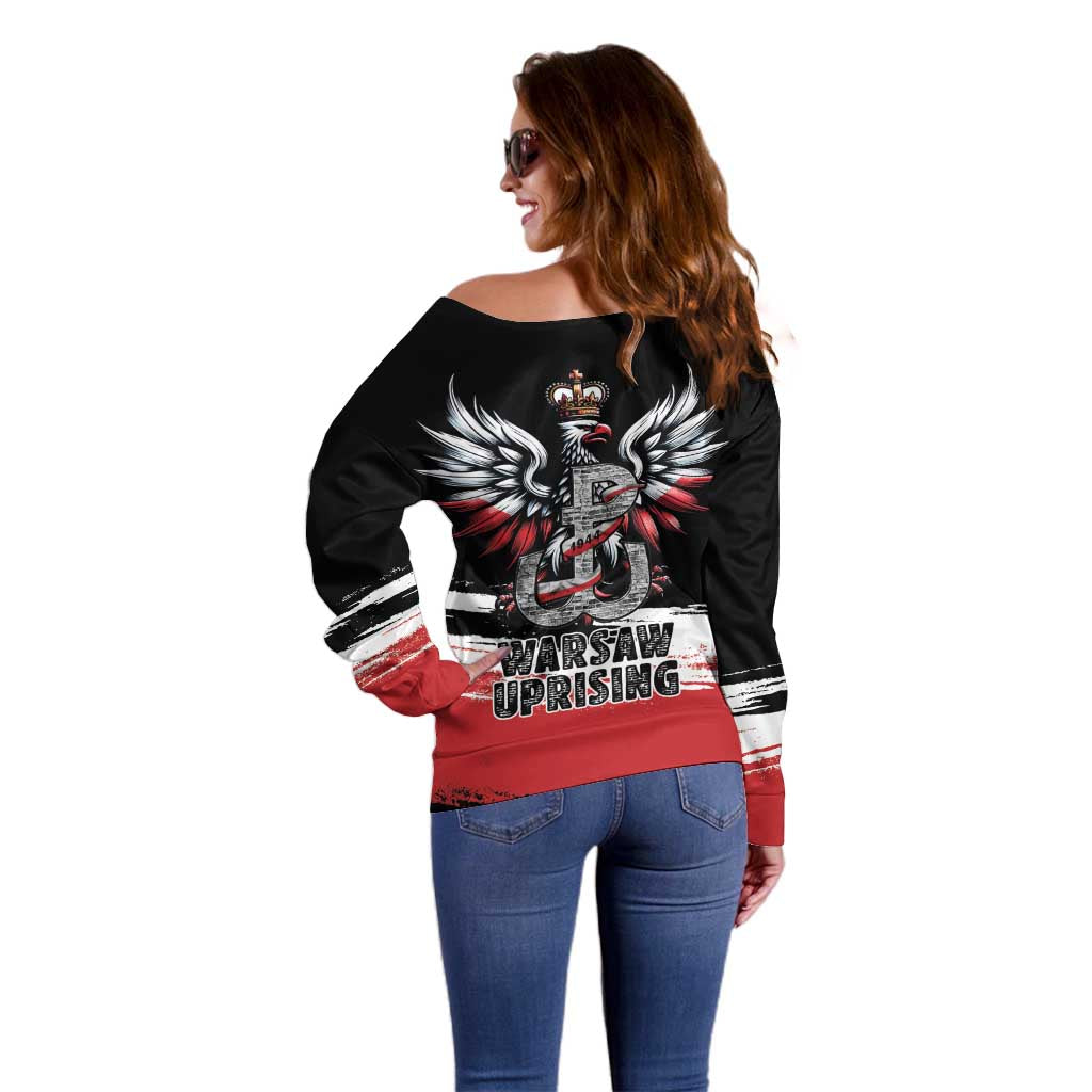 Warsaw Uprising 1944 Off Shoulder Sweater Polska Walczy Kotwica