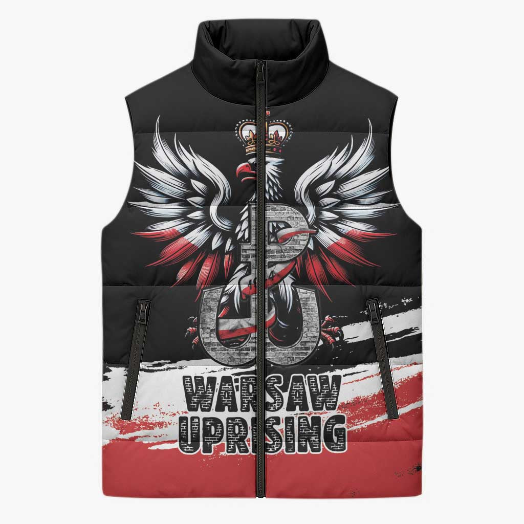 Warsaw Uprising 1944 Sleeveless Puffer Jacket Polska Walczy Kotwica