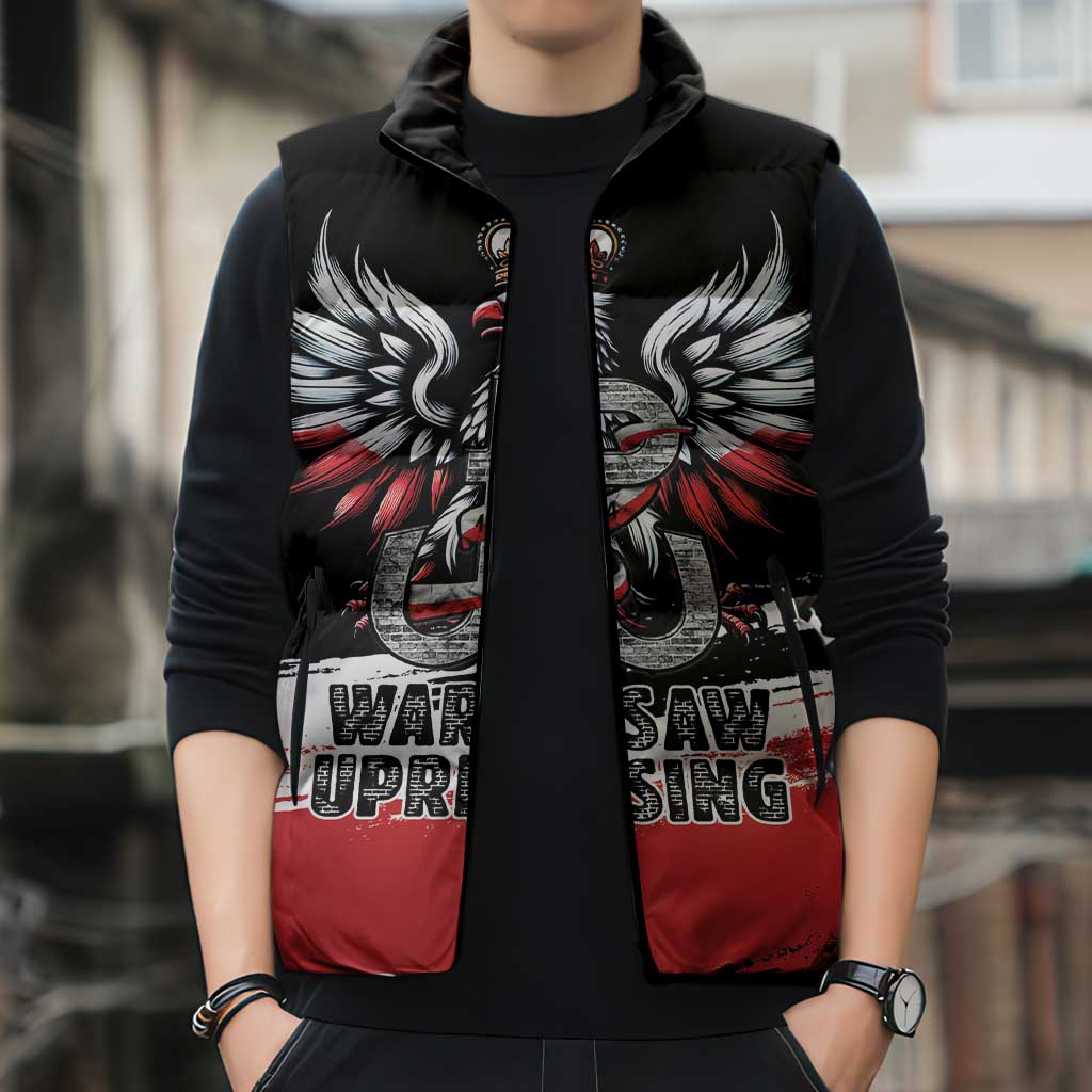 Warsaw Uprising 1944 Sleeveless Puffer Jacket Polska Walczy Kotwica